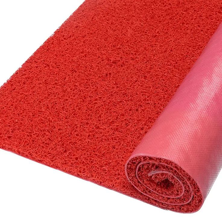 Heavy-Duty Anti-Slip Red PVC Coil Mat / Spaghetti Floor Runner