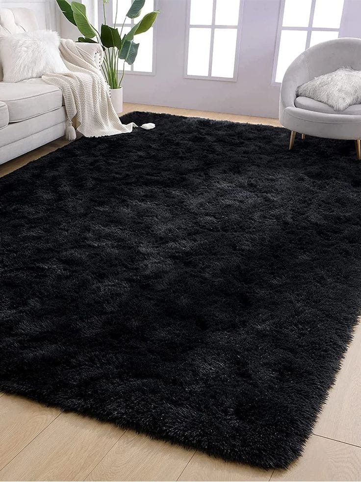 Ultra-Soft Solid Flocked Shaggy Rug / Luxury Plush Area Carpet
