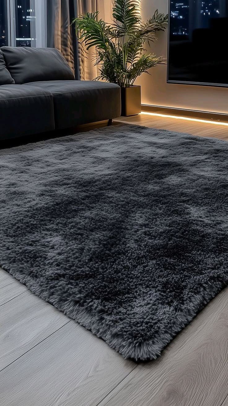 Ultra-Soft Solid Flocked Shaggy Rug / Luxury Plush Area Carpet