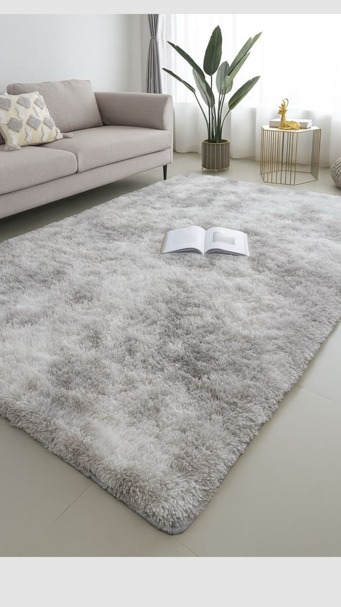 Ultra-Soft Solid Flocked Shaggy Rug / Luxury Plush Area Carpet