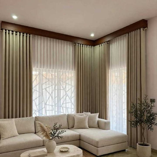 Elegant Wooden Pelmet Double Layer Curtain