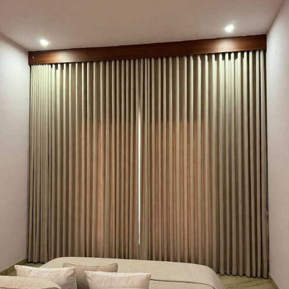 Elegant Wooden Pelmet Double Layer Curtain
