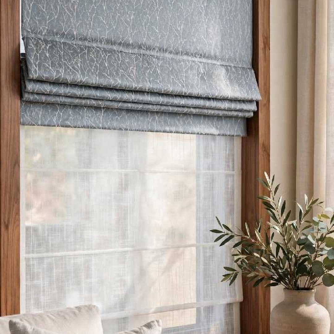 Modern Printed Grey Roman Blinds