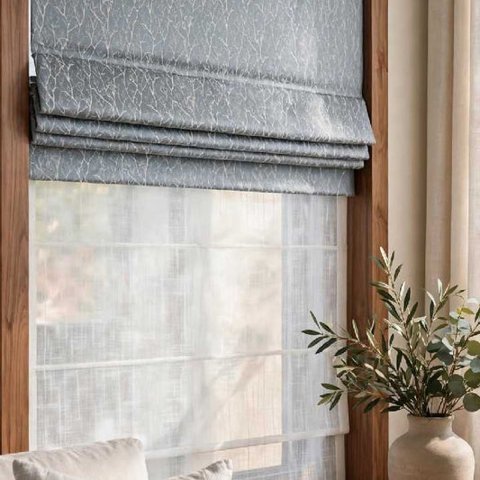 Modern Printed Grey Roman Blinds